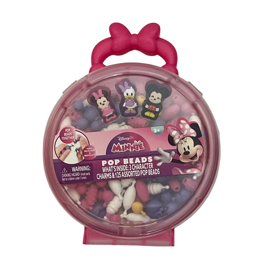 NEW Disney Minnie Mouse Pop Beads Jewelry‎ Making Kit 3 Character Charms & Beads